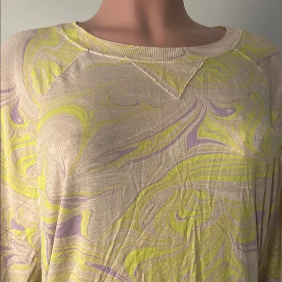 Fabletics Womens Yellow Purple Samara Raglan Cropped Shirt Size 1X - Picture 4 of 10